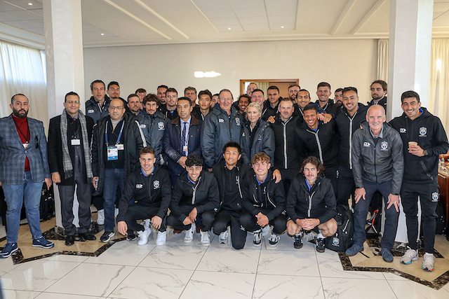 Auckland City FC land in Morocco and arrive at the Sofitel to a warm welcome ahead of the Fifa Club World Cup 2022, Tetouan, Morocco, Friday 27th January 2023. Photo: Shane Wenzlick / www.phototek.nz